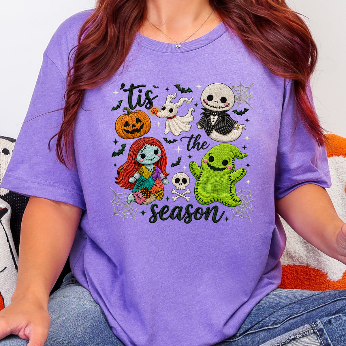 Wholesale Tis The Season Halloween Graphic Tee - Heather Team Purple