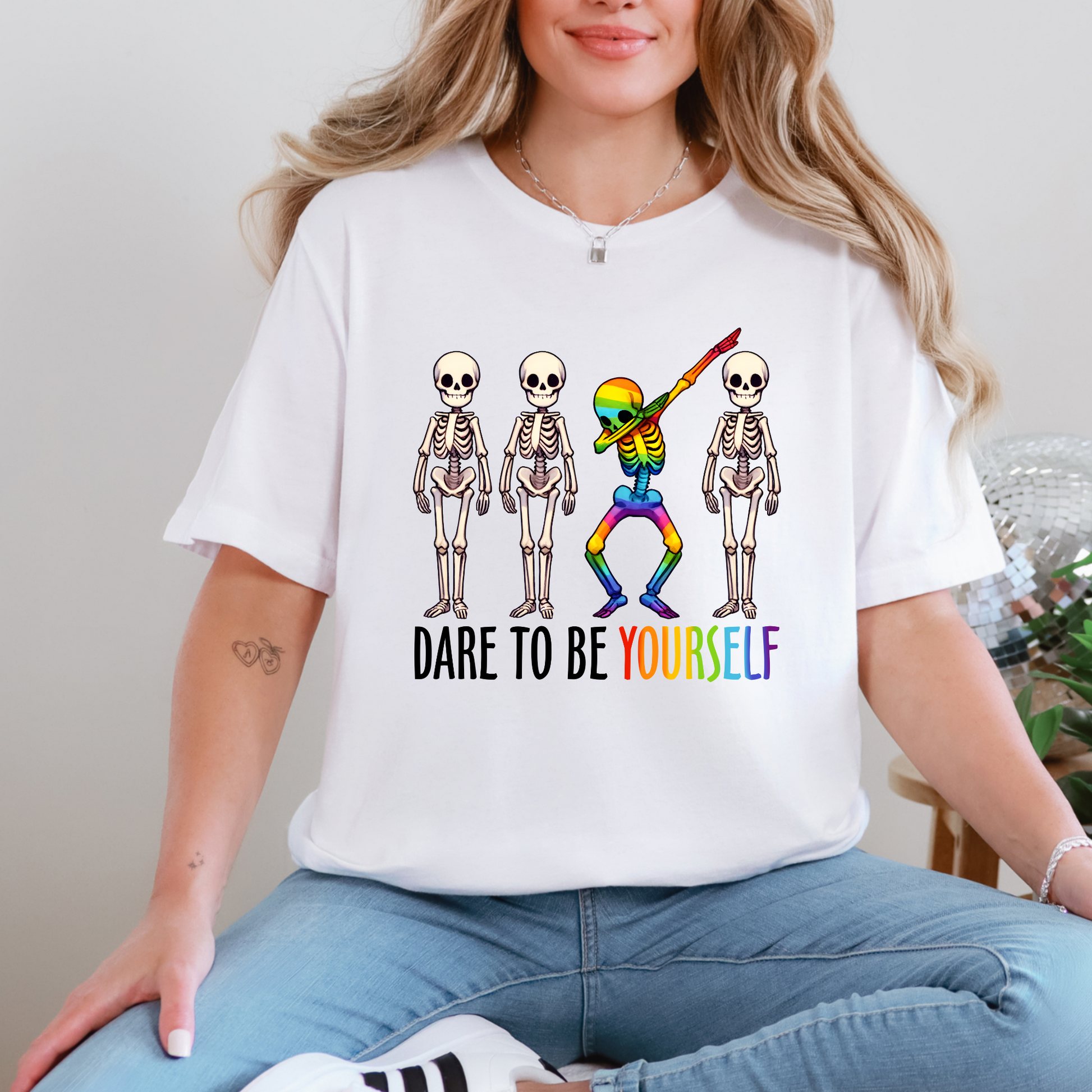 Wholesale Dare to be Yourself Graphic Tee - Heather Navy Tee