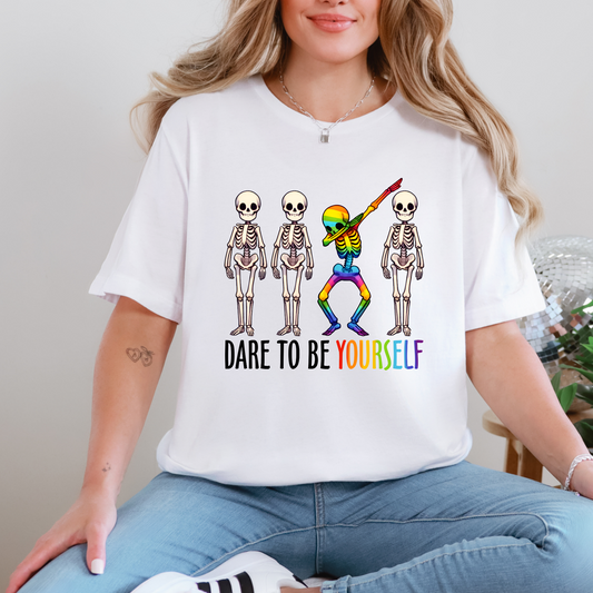 Wholesale Dare to be Yourself Graphic Tee - Heather Navy Tee