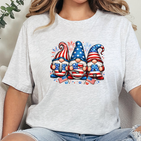 Wholesale Patriotic Gnomes Graphic Tee - Ash Tee