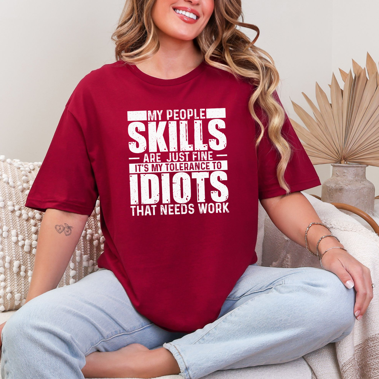Wholesale My People Skills Graphic Tee - Cardinal Red Tee