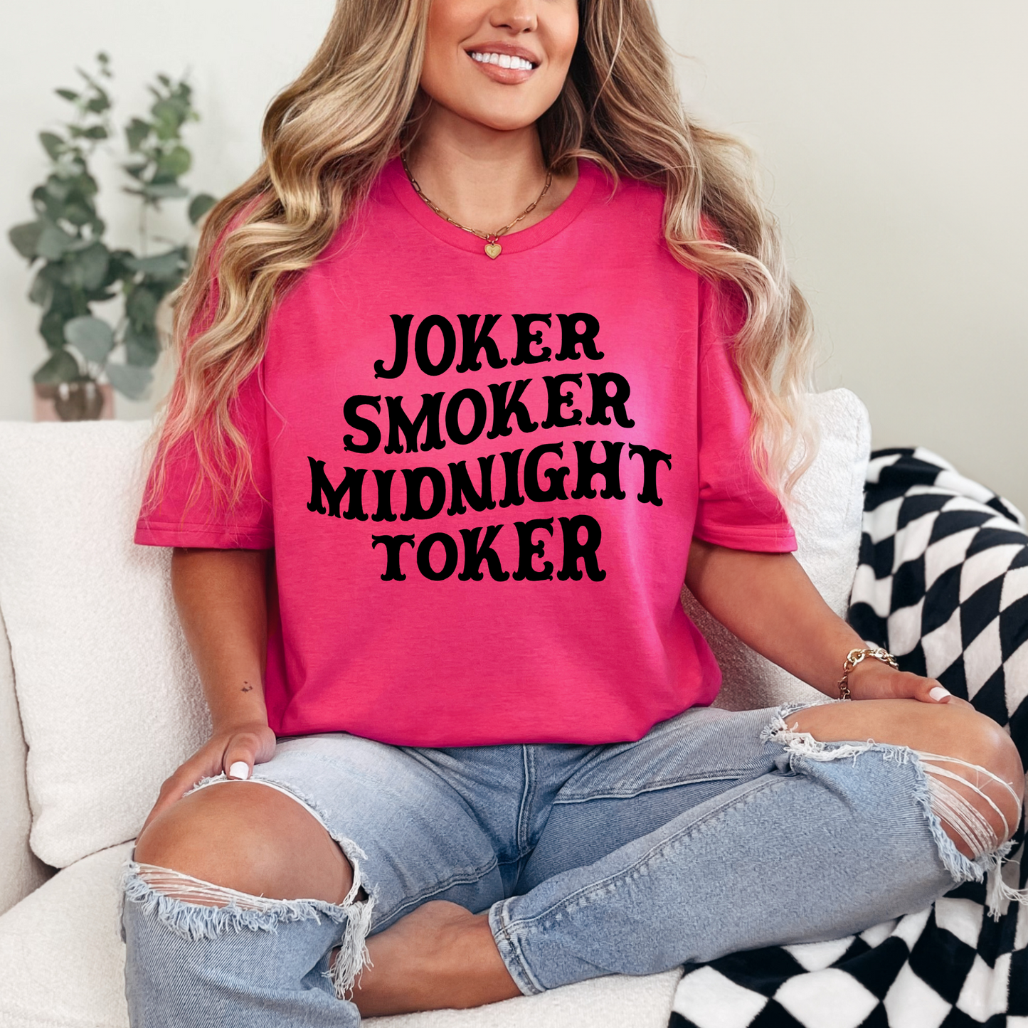 Wholesale Joker Smoker Graphic Tee - Gildan Softstyle Heliconia Tee