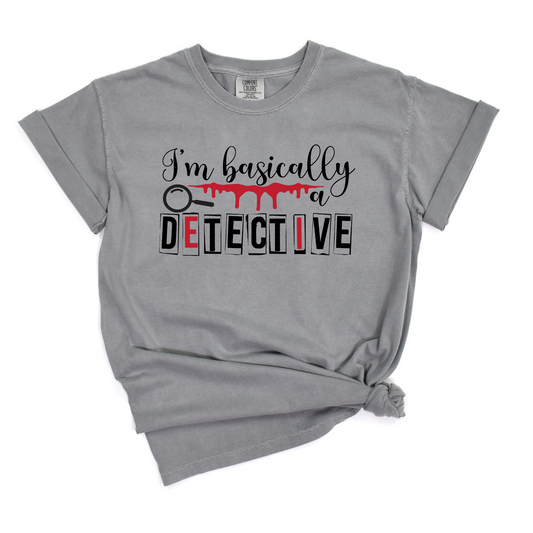 Wholesale Basically a detective Graphic Tee - Comfort Colors Grey