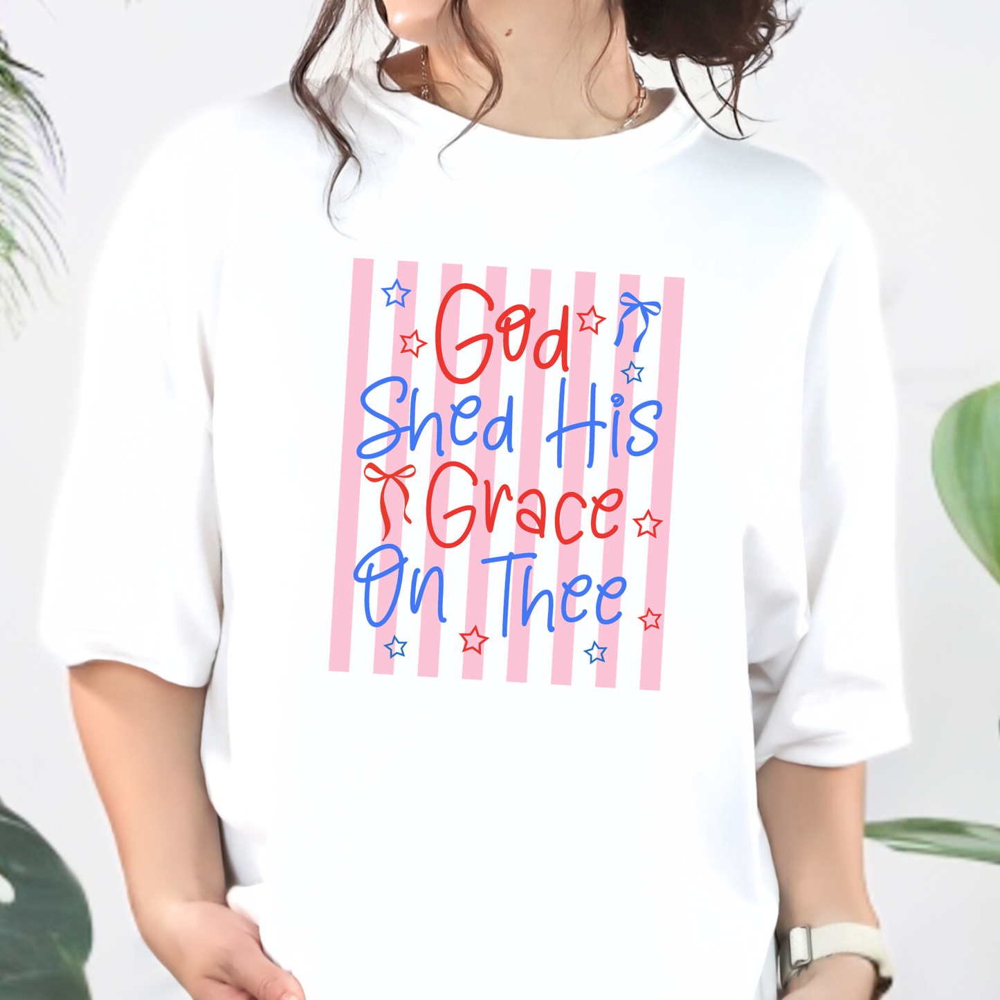 Wholesale God Shed his Grace Graphic Tee - White Tee