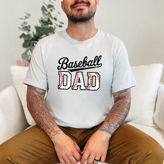 Wholesale Baseball Dad Graphic Tee - Silver Tee