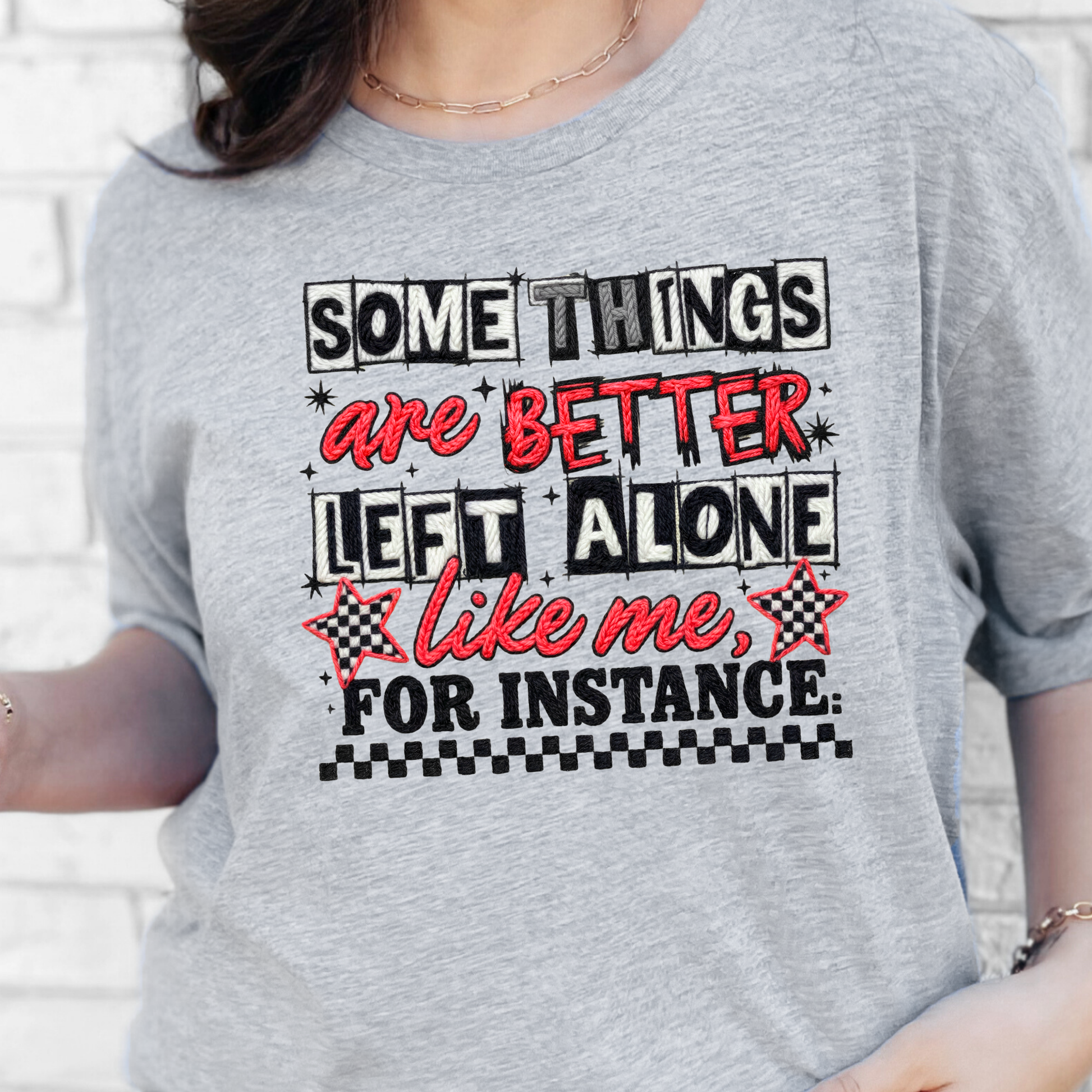 Wholesale Better Left Alone Graphic Tee - Grey Tee