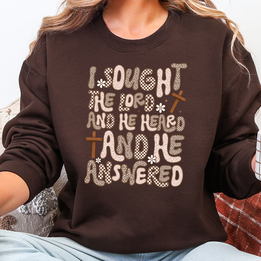 Wholesale I Sought The Lord Graphic Sweatshirt - Dark Chocolate