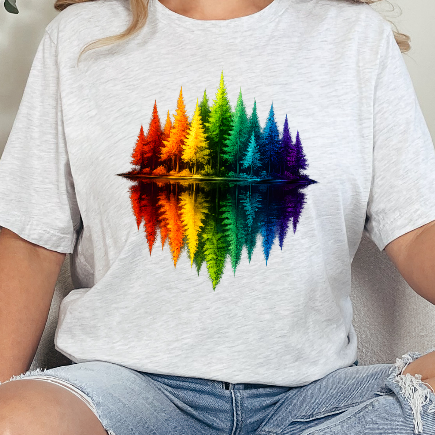 Wholesale Rainbow Trees Graphic Tee - Ash Tee