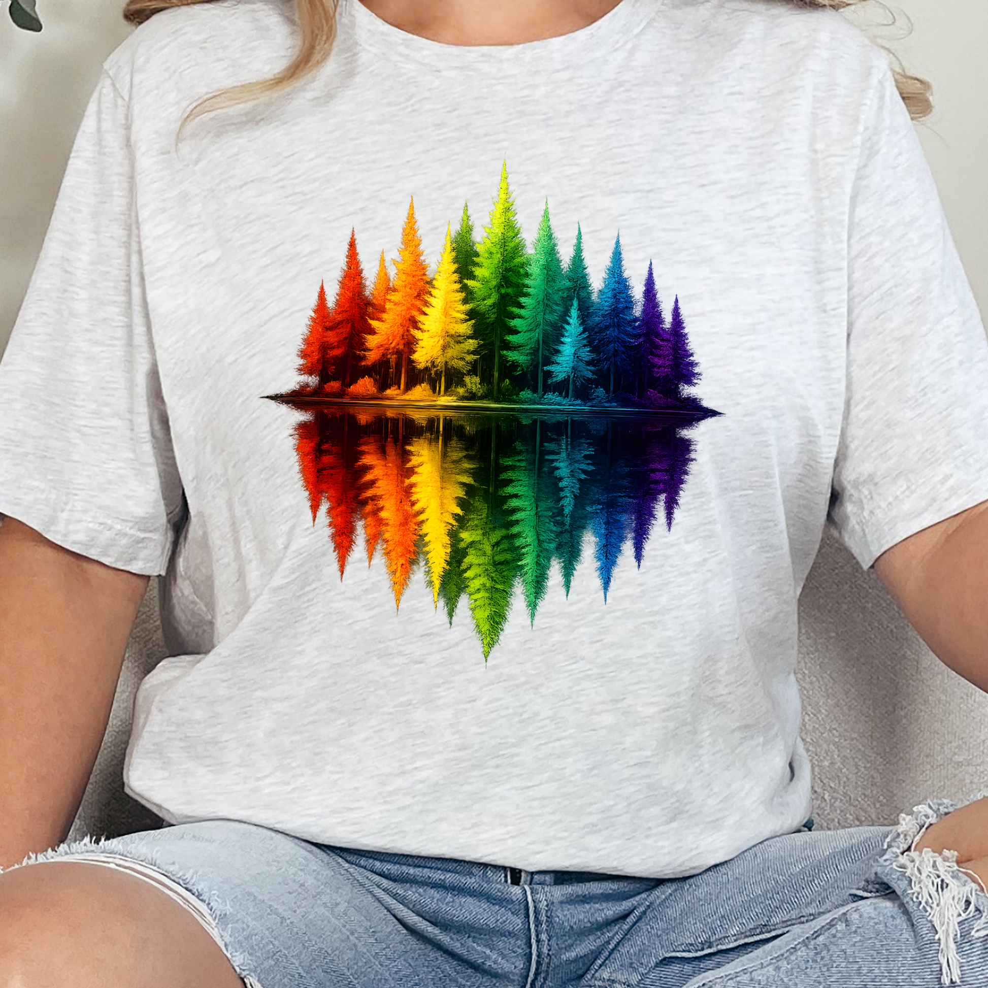 Wholesale Rainbow Trees Graphic Tee - Ash Tee