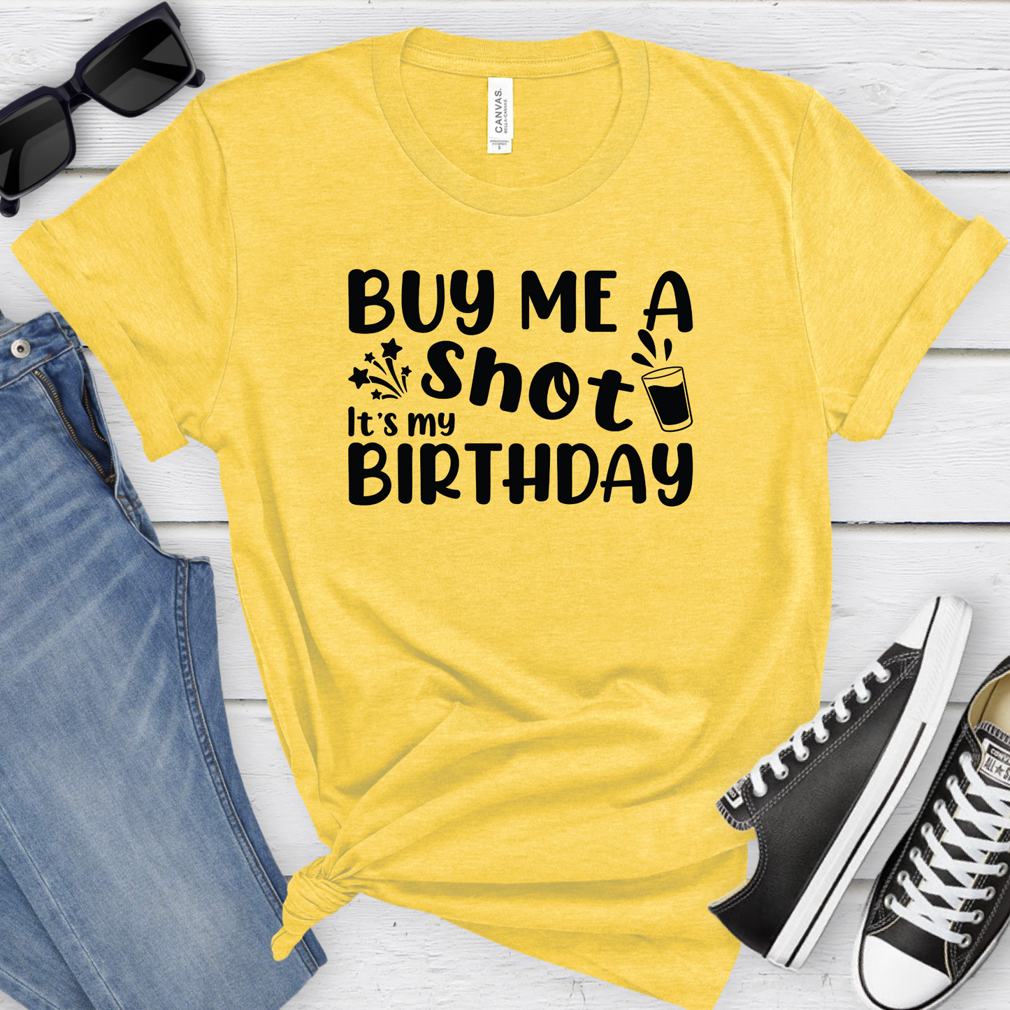 Wholesale Birthday Shot Graphic Tee - Grey Tee