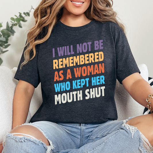 Wholesale Kept Her Mouth Shut Graphic Tee - Dark Grey Heather Tee