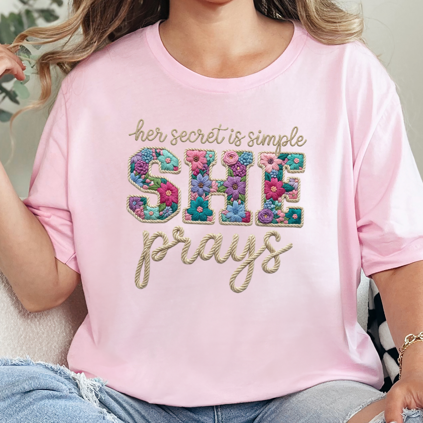 Wholesale Secret is Simple Graphic Tee - Soft Pink Tee