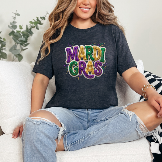Faux Yarn Mardi Gras Graphic Tee