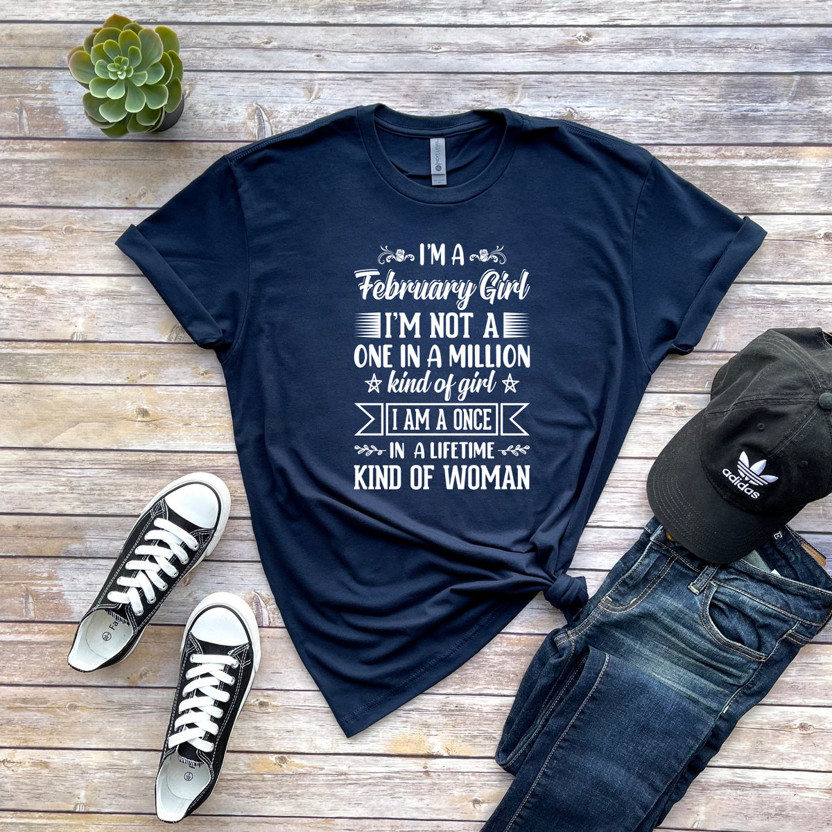 Wholesale February Girl - Navy Tee