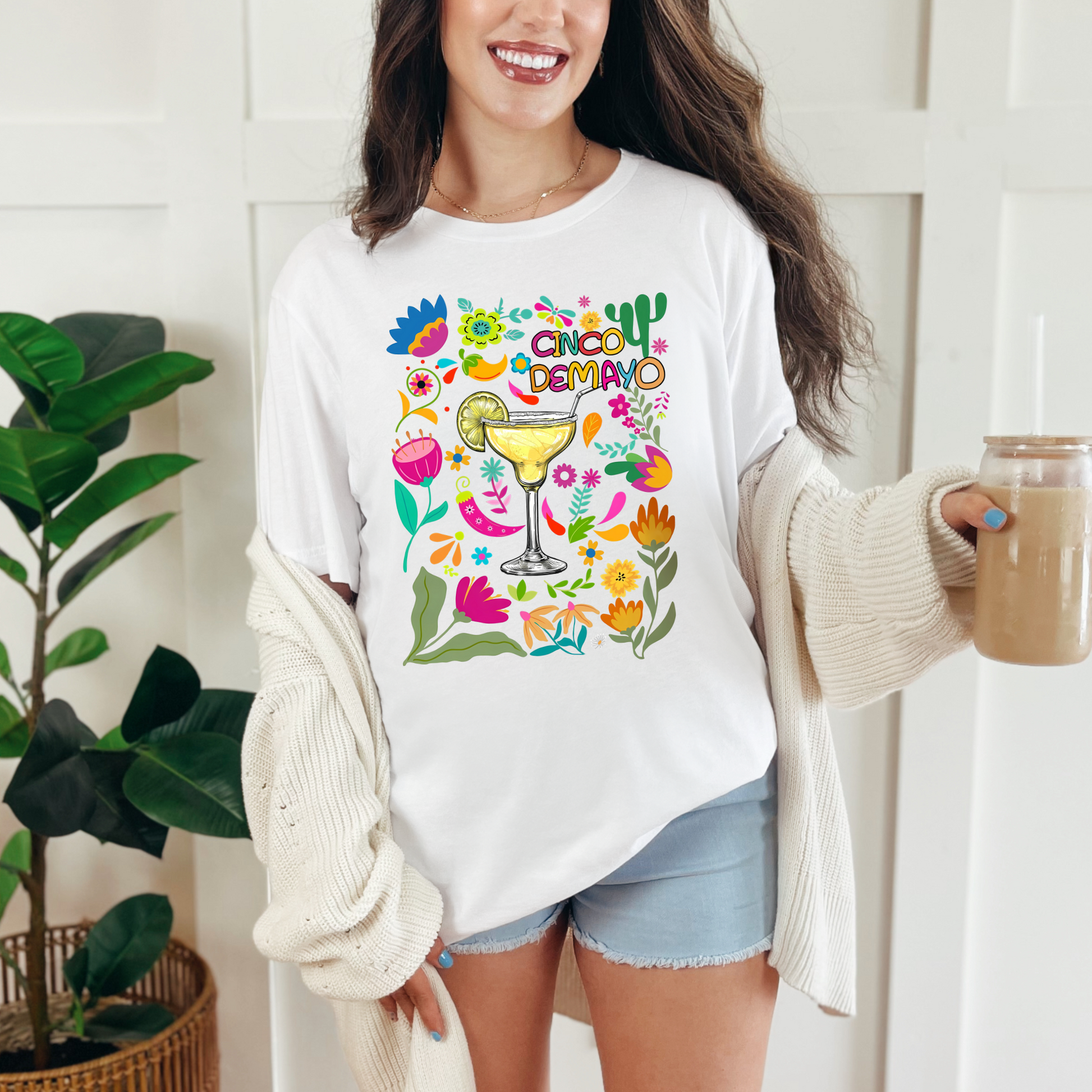 Wholesale Boho Cinco Graphic Tee - White Tee