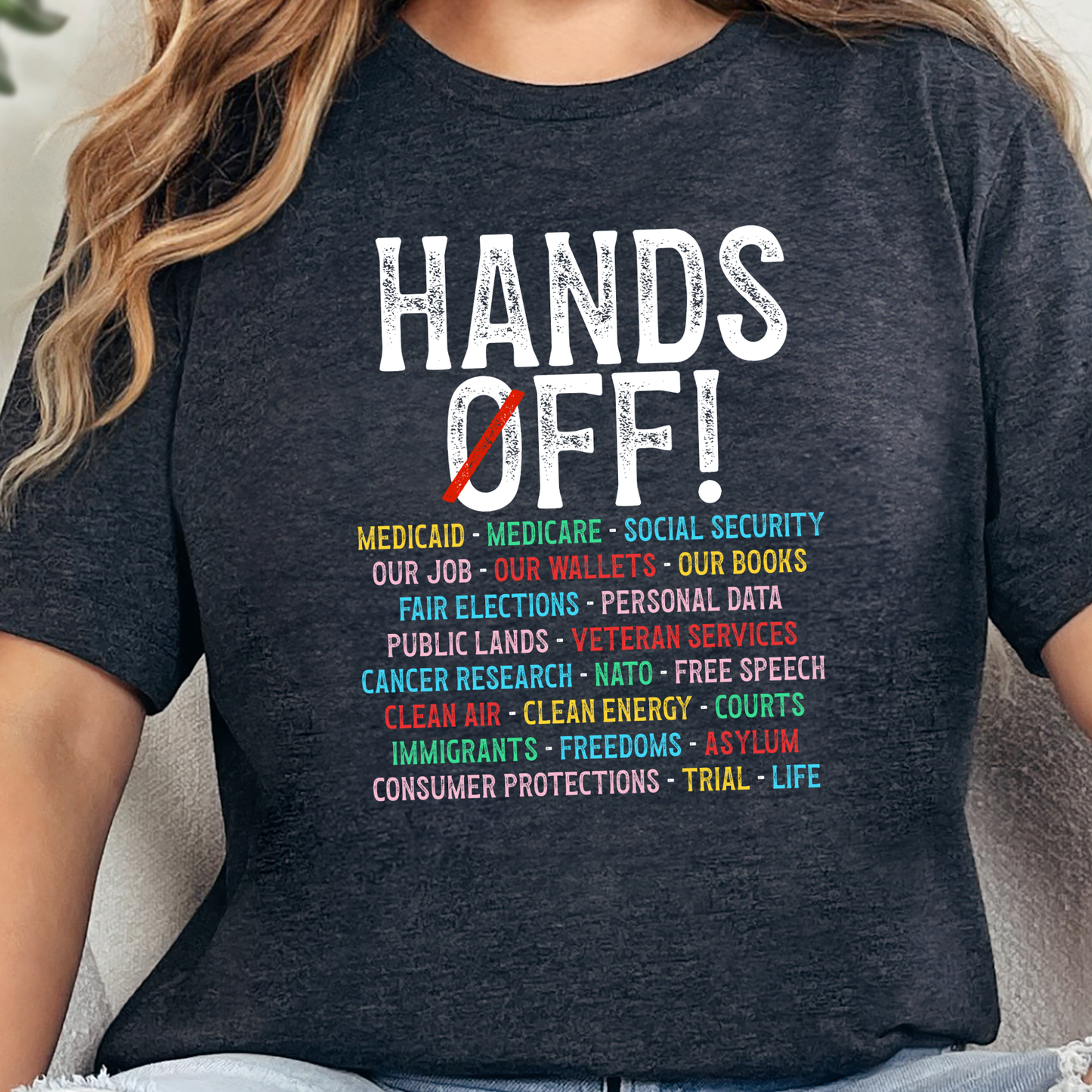 Wholesale Hands Off Graphic Tee - Dark Grey Heather Tee