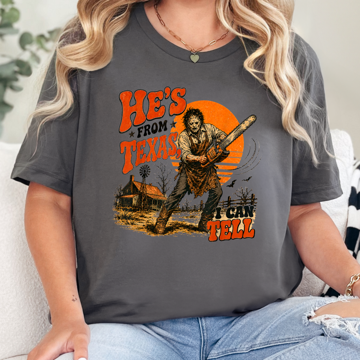 Wholesale He's From Texas Graphic Tee - Asphalt