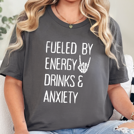 Wholesale Fueled By Energy Drinks Graphic Tee - Asphalt Tee