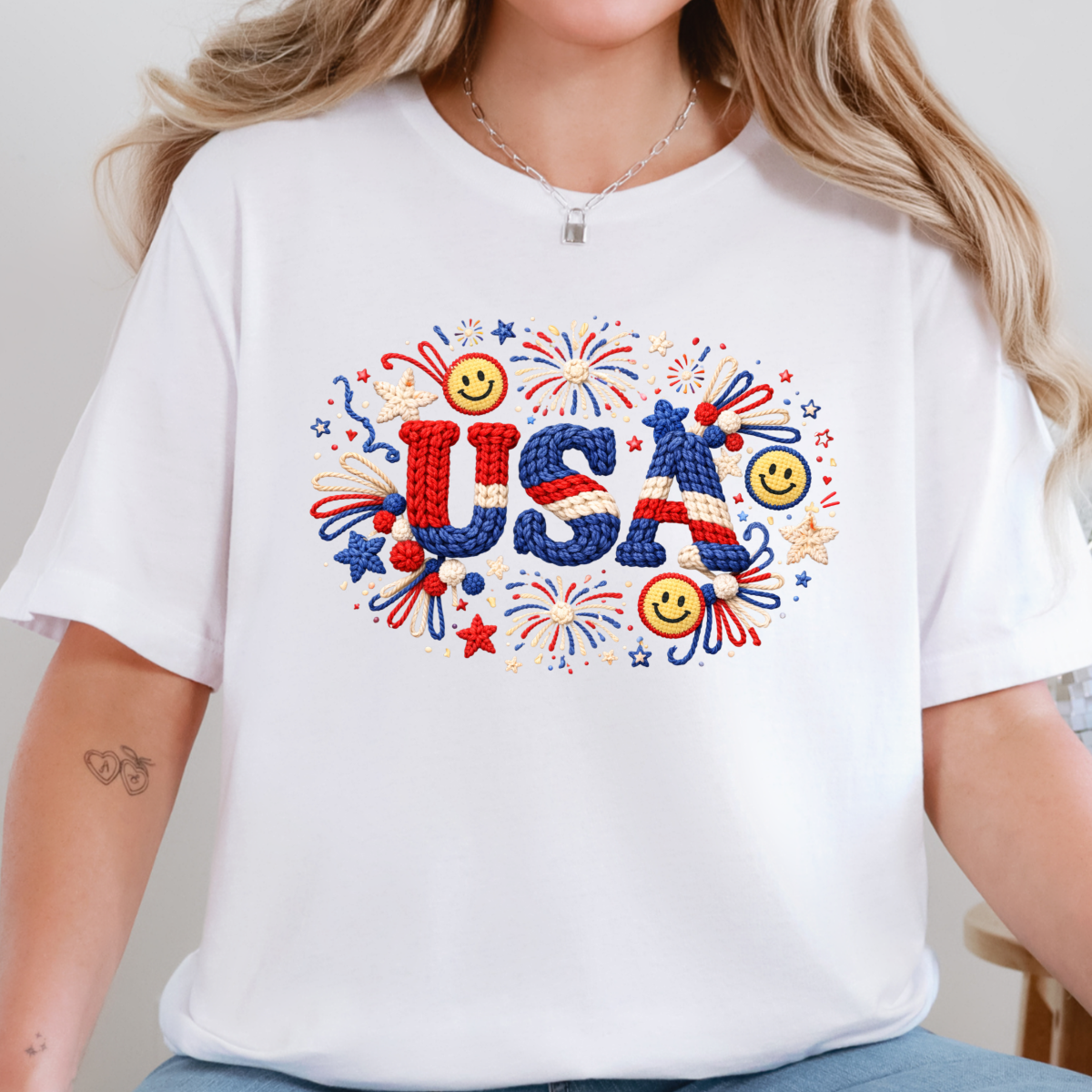 Faux Yarn USA Fireworks Graphic Tee