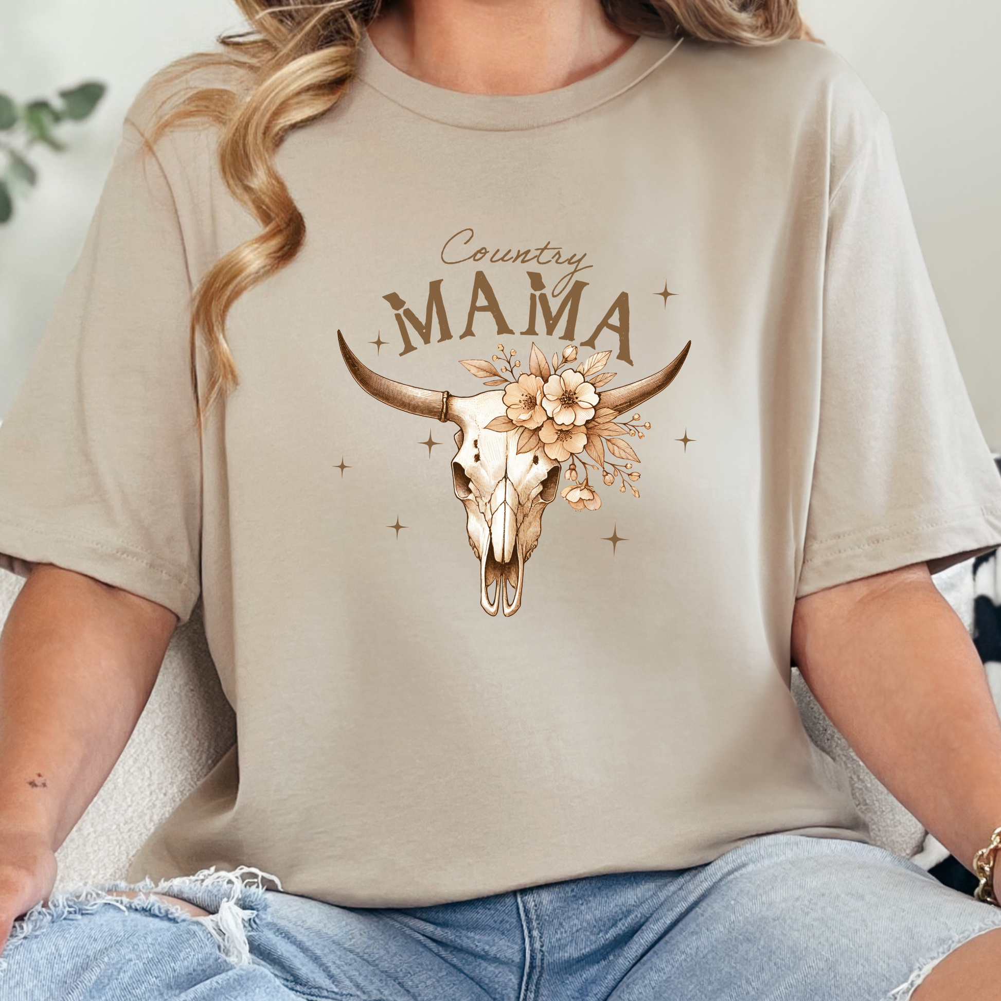 Wholesale Country Mama Graphic Tee - Tan Tee