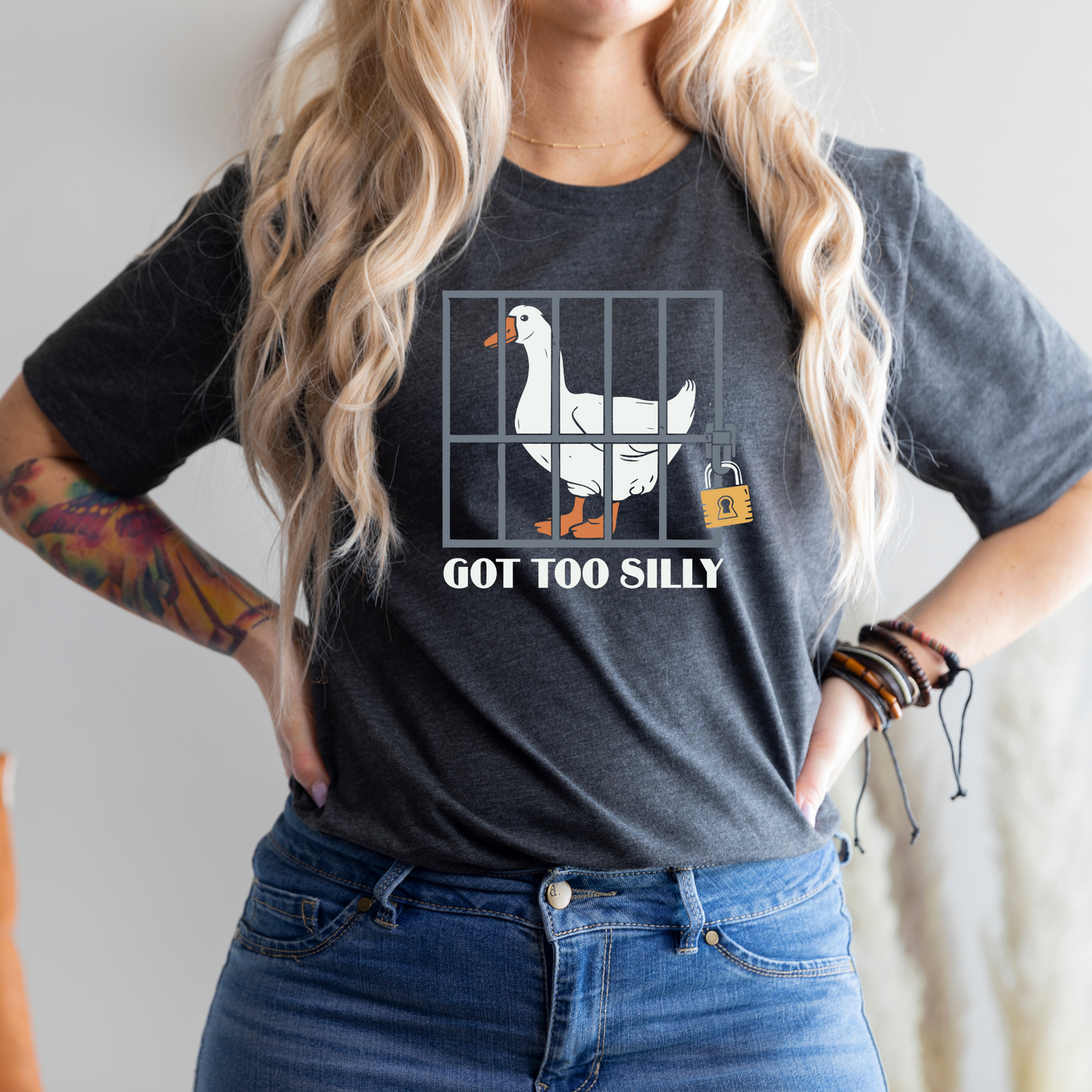 Wholesale Goose Got too silly Graphic Tee - CC Gray Tee