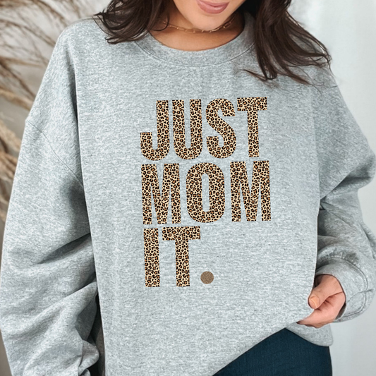 Wholesale Just Mom It Cheetah Sweatshirt - Sport Grey Sweatshirt
