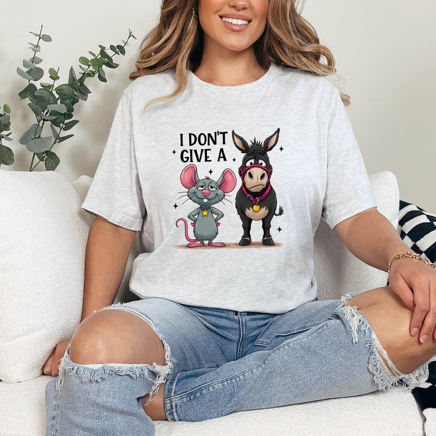 Wholesale Don't Give a Mouse Donkey Graphic Tee - Ash Tee