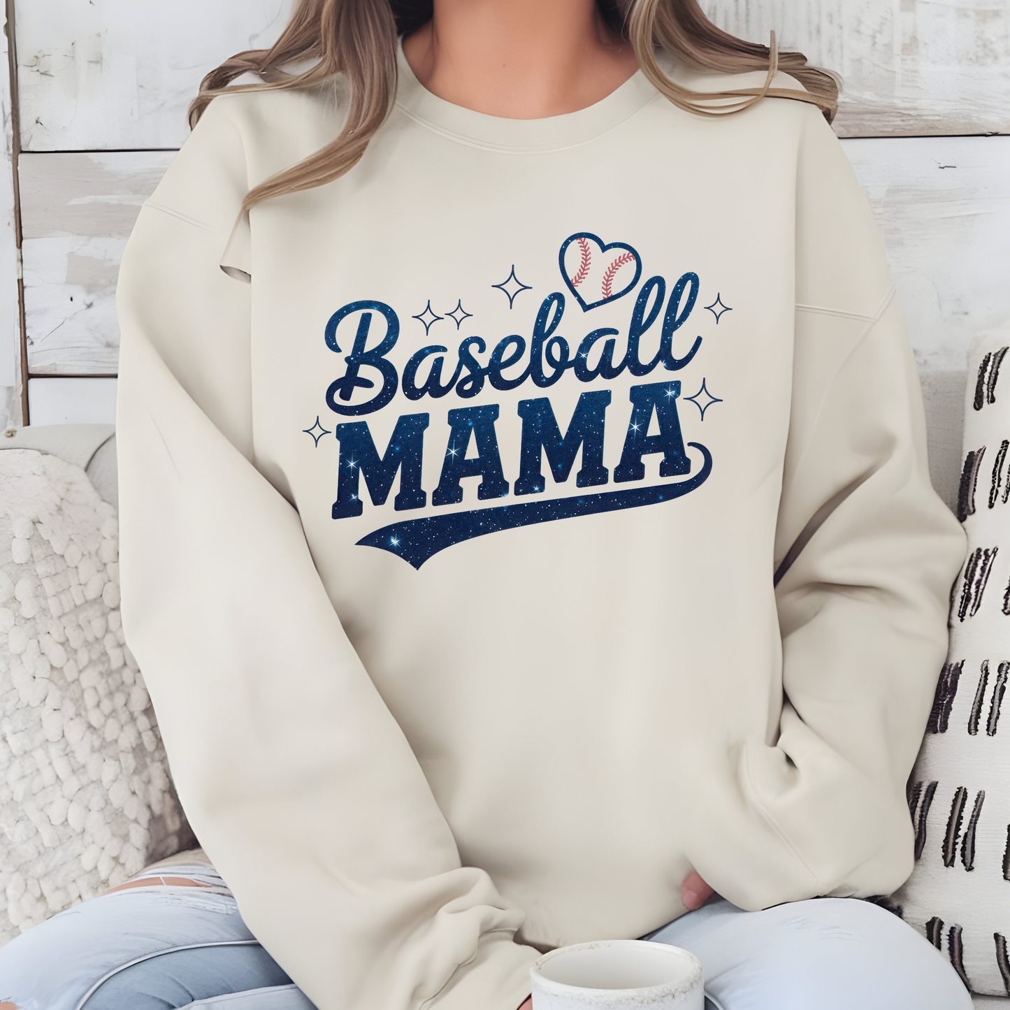 Retro Baseball Mama Sweatshirt or Graphic Tee