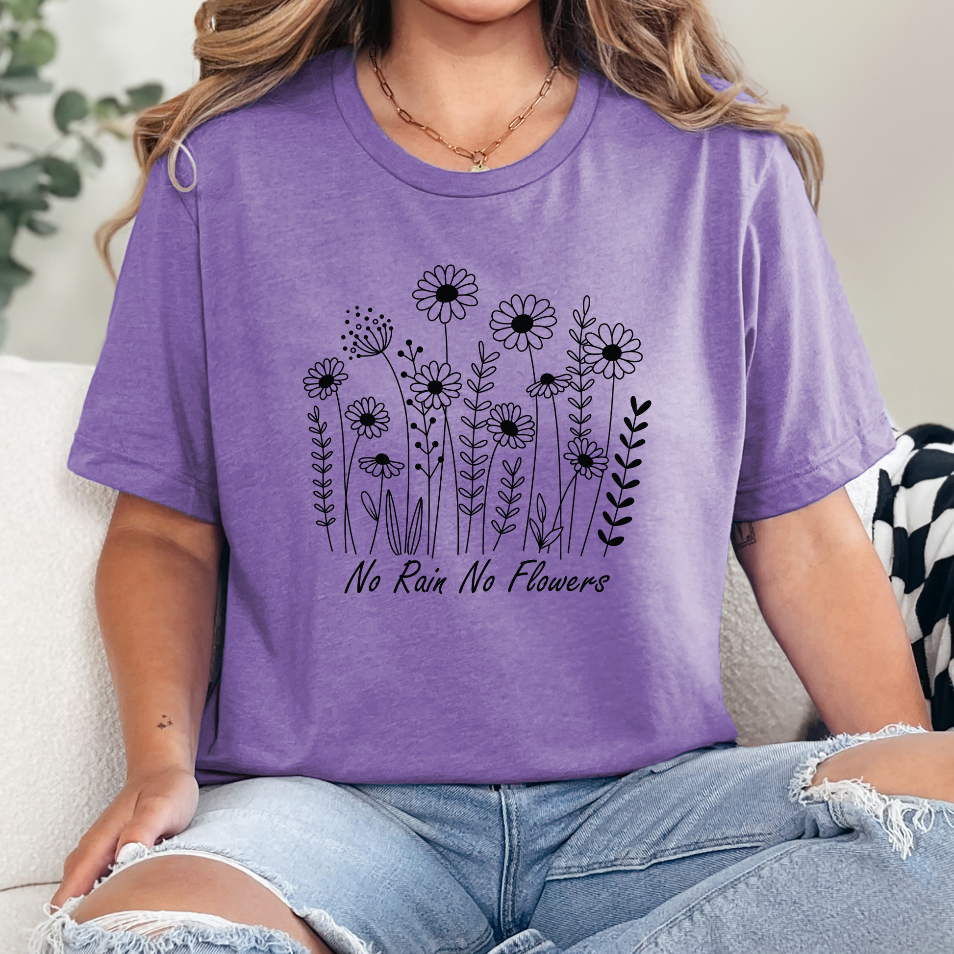Wholesale No Rain No Flowers Graphic Tee - Heather Team Purple Tee