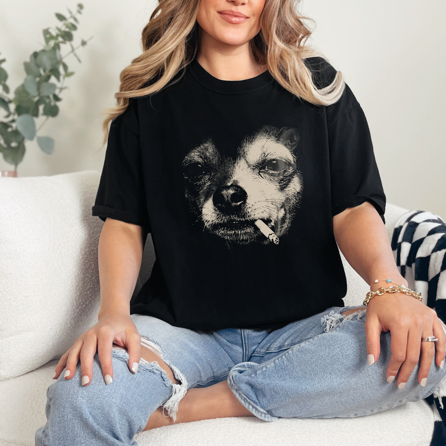 Dog Smoking Graphic Tee