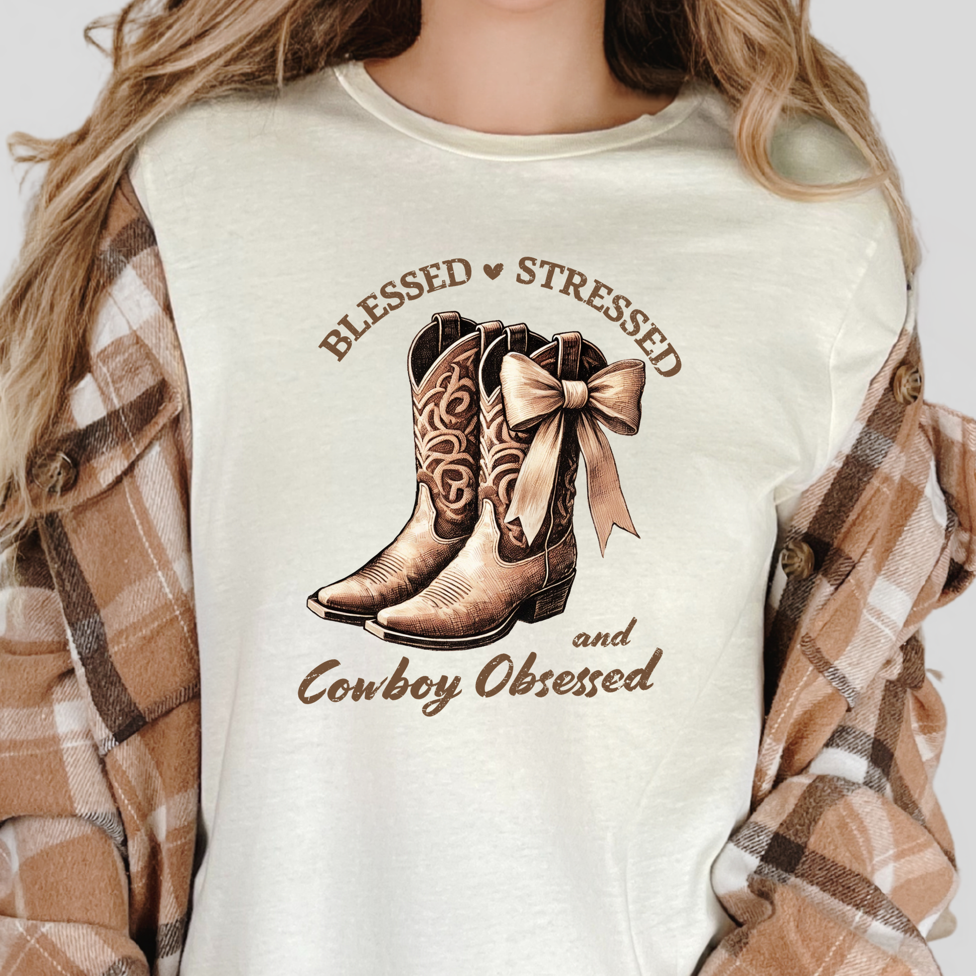 Wholesale Cowboy Obsessed Graphic Tee - Natural Tee
