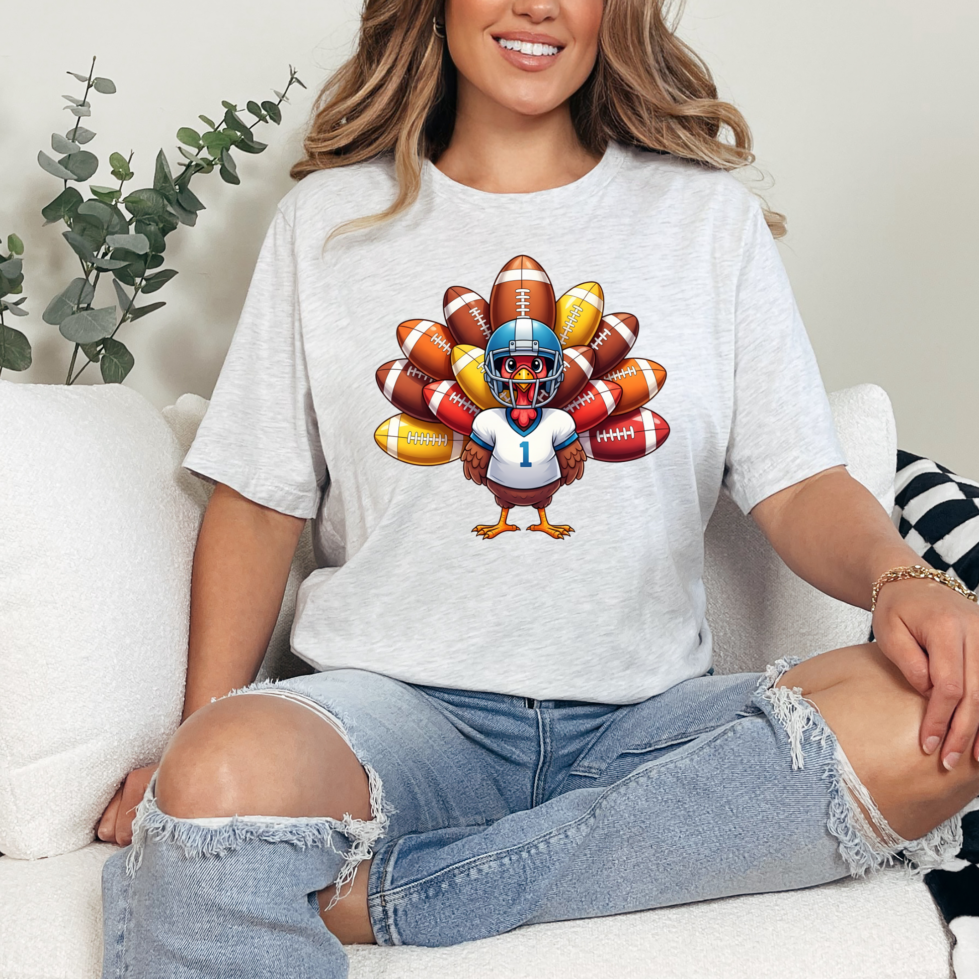 Wholesale Football Turkey Sweatshirt or Graphic Tee - Ash Tee