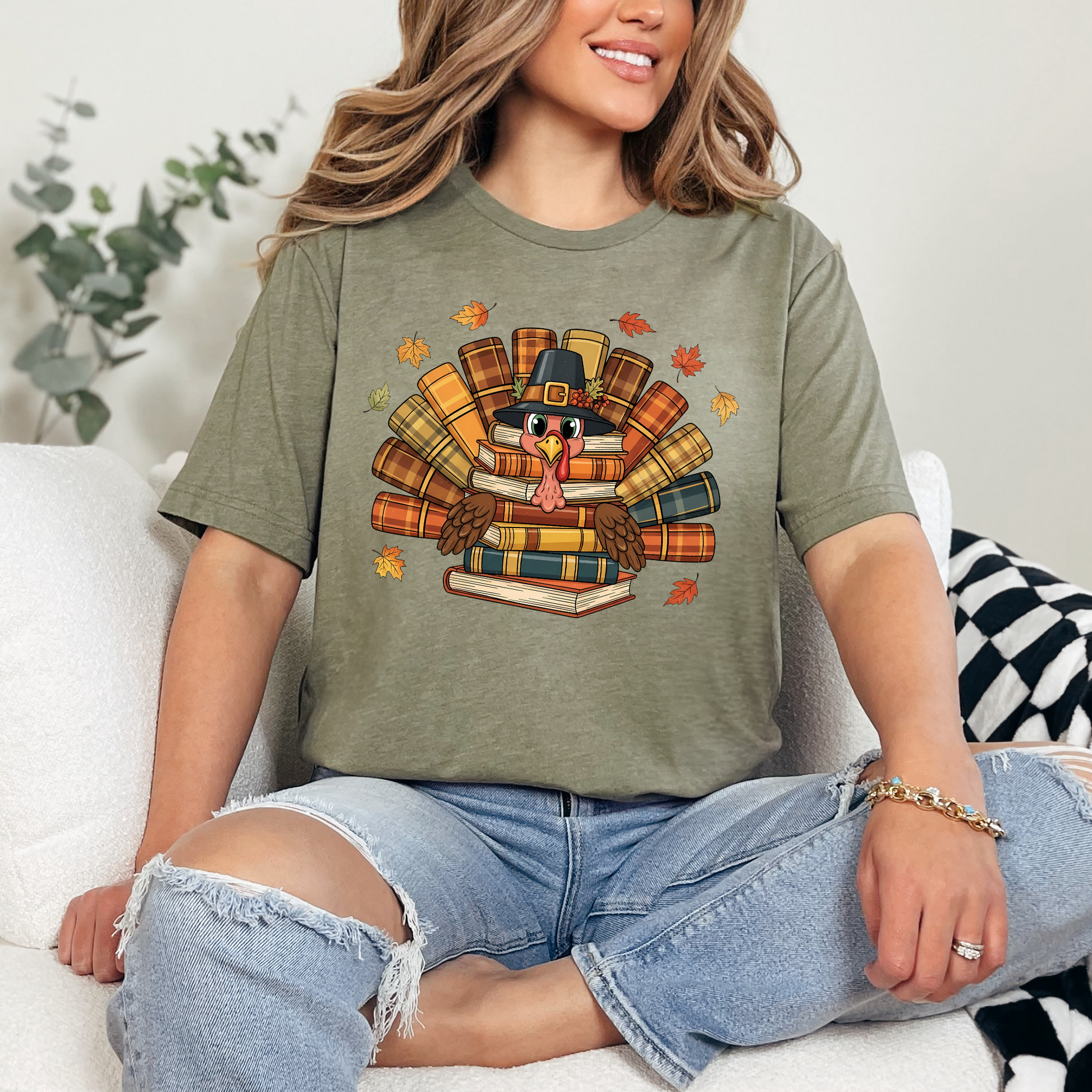 Wholesale Turkey Books Graphic Tee - Heather Olive Tee