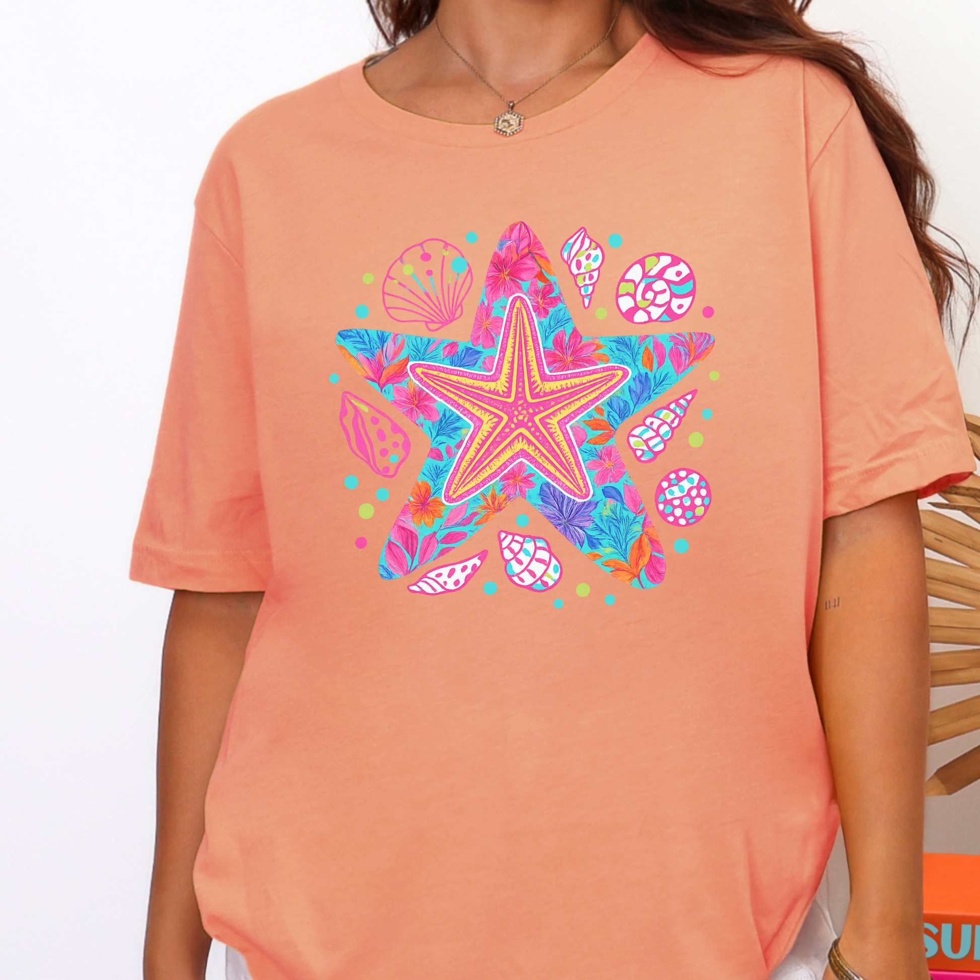 Wholesale Preppy Starfish Graphic Tee - Sunset Tee