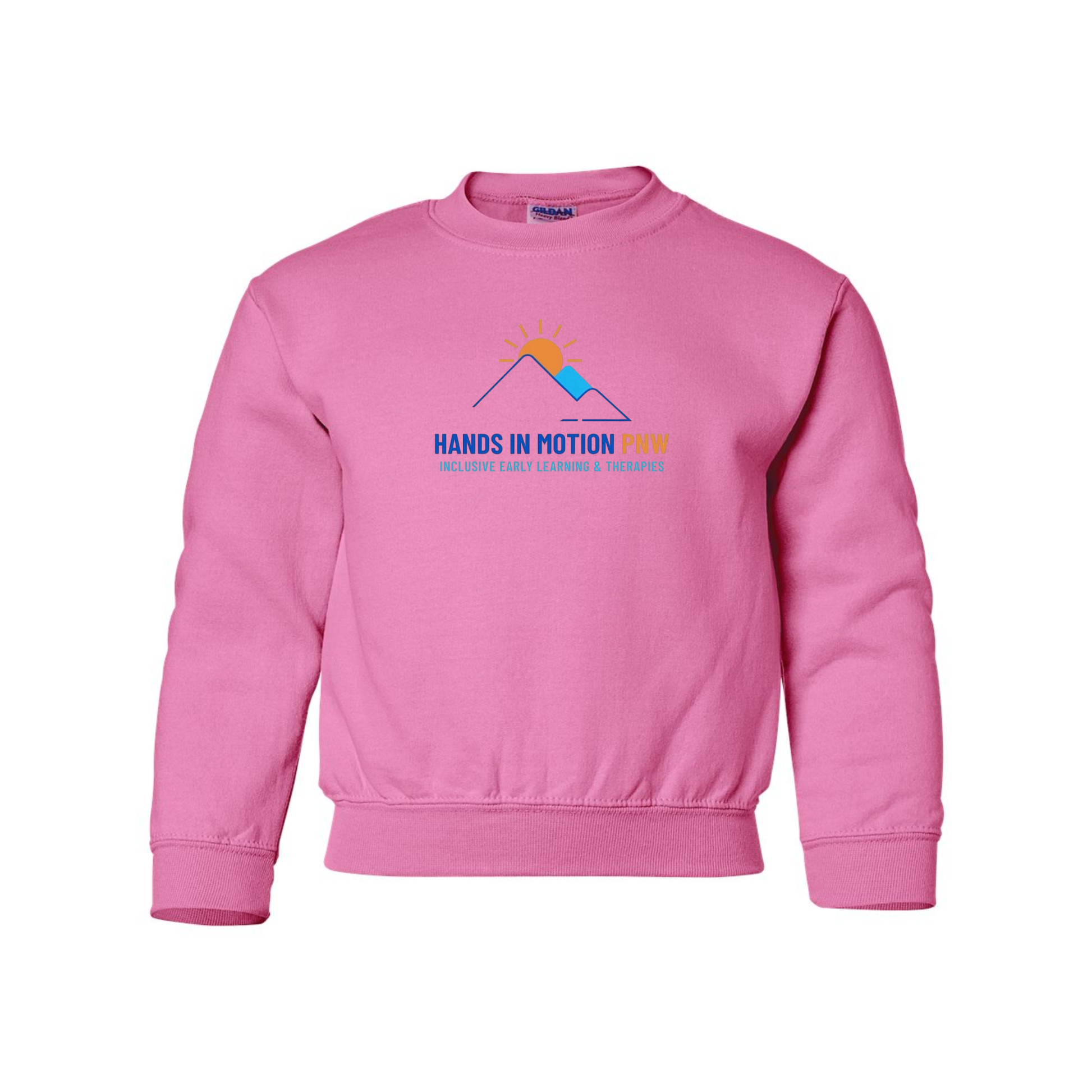Wholesale Hands In Motion YOUTH Sweatshirt - Safety Pink Sweatshirt