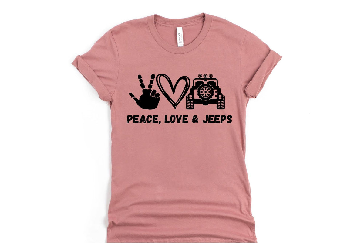 Wholesale Peace love & Jeeps Graphic Tee - Black