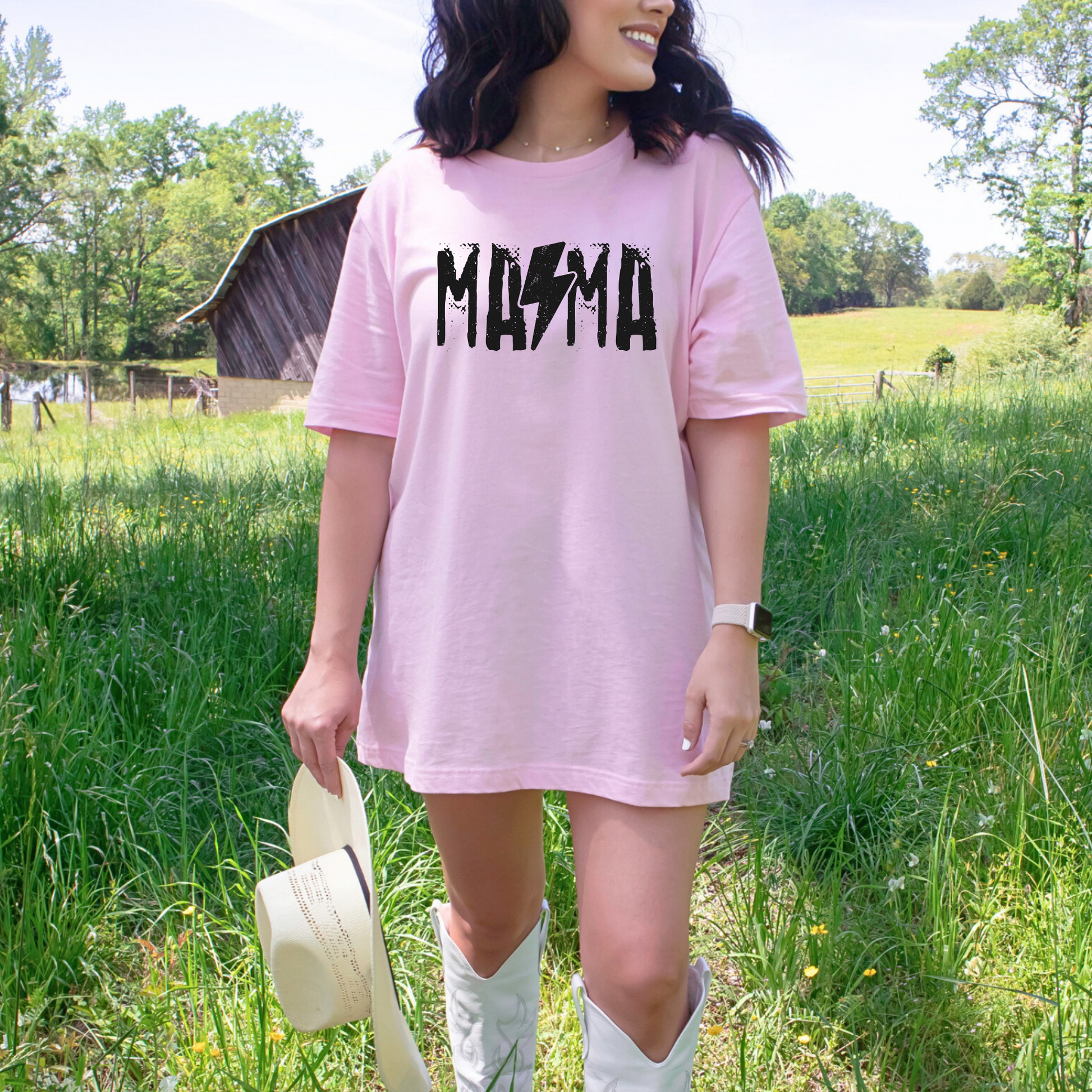Wholesale Grunge Mama Graphic Tee - Pink Tee