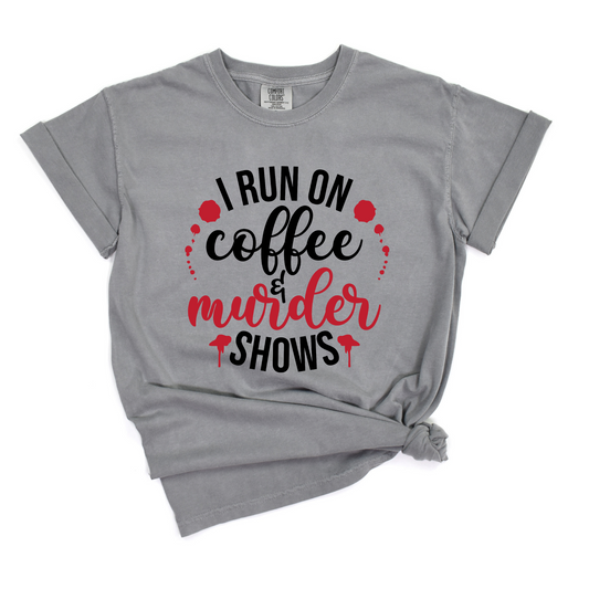 Wholesale Coffee and murder shows Graphic Tee - Comfort Colors Grey