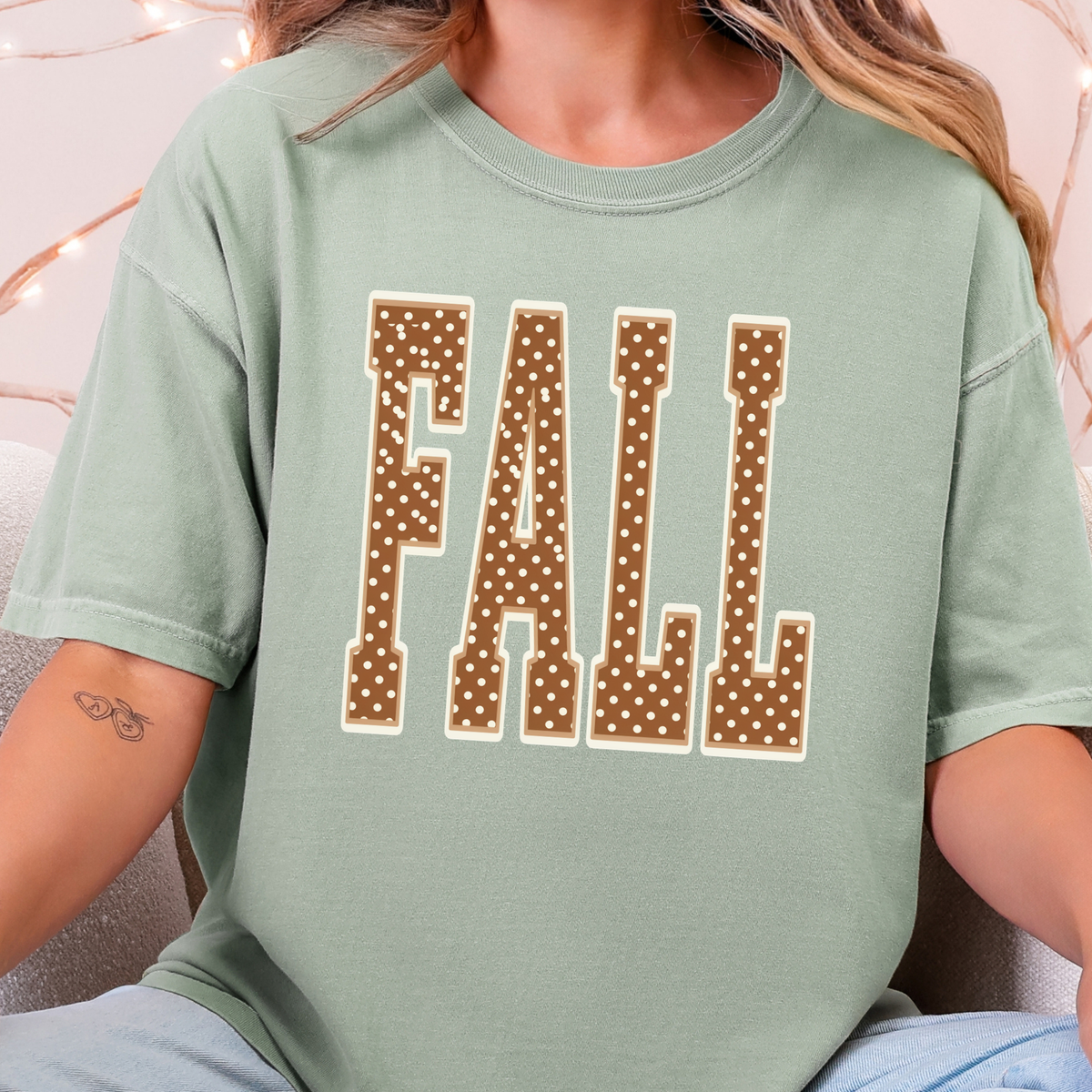 Wholesale Fall Polka Dot Graphic Tee - Bay