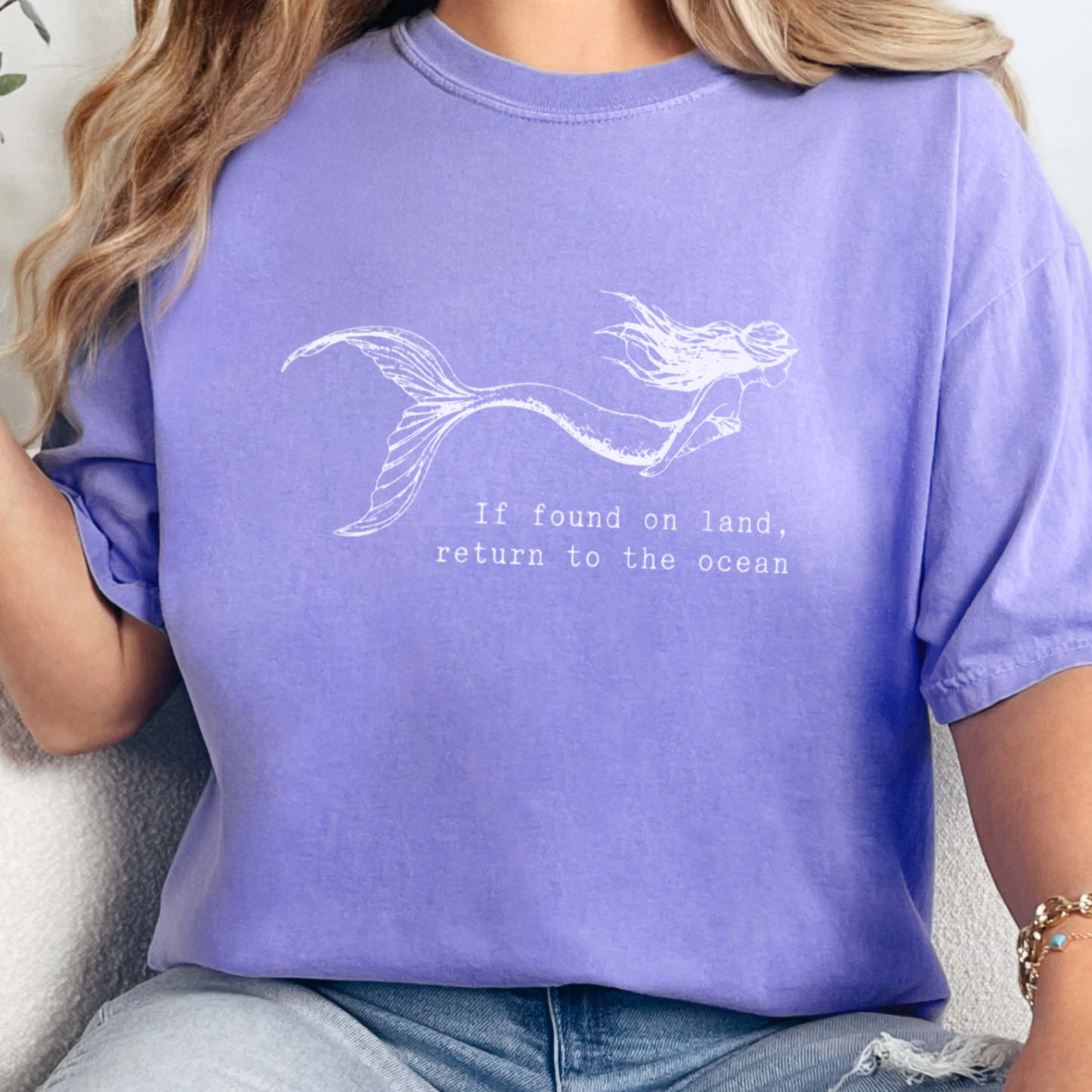 Wholesale Mermaid Return to Ocean Graphic Tee - Violet