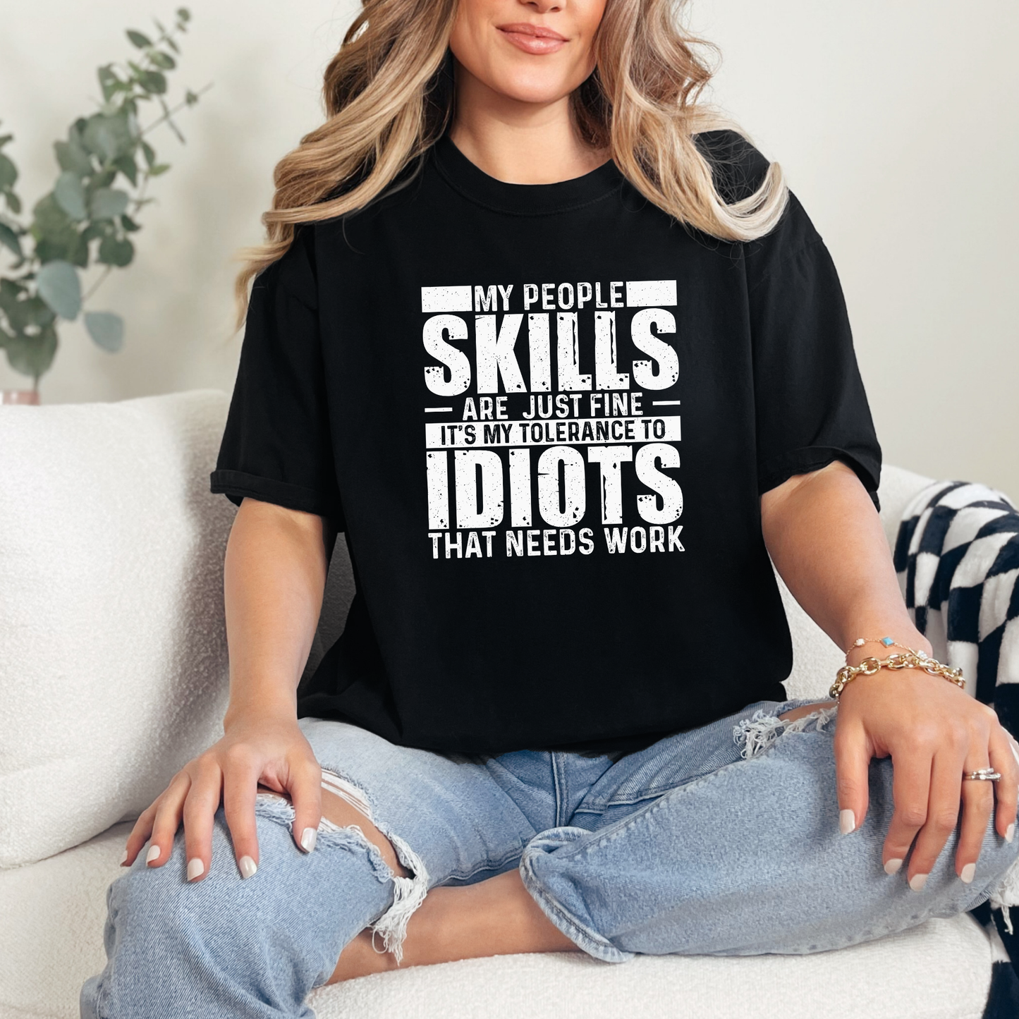Wholesale My People Skills Graphic Tee - Black Tee