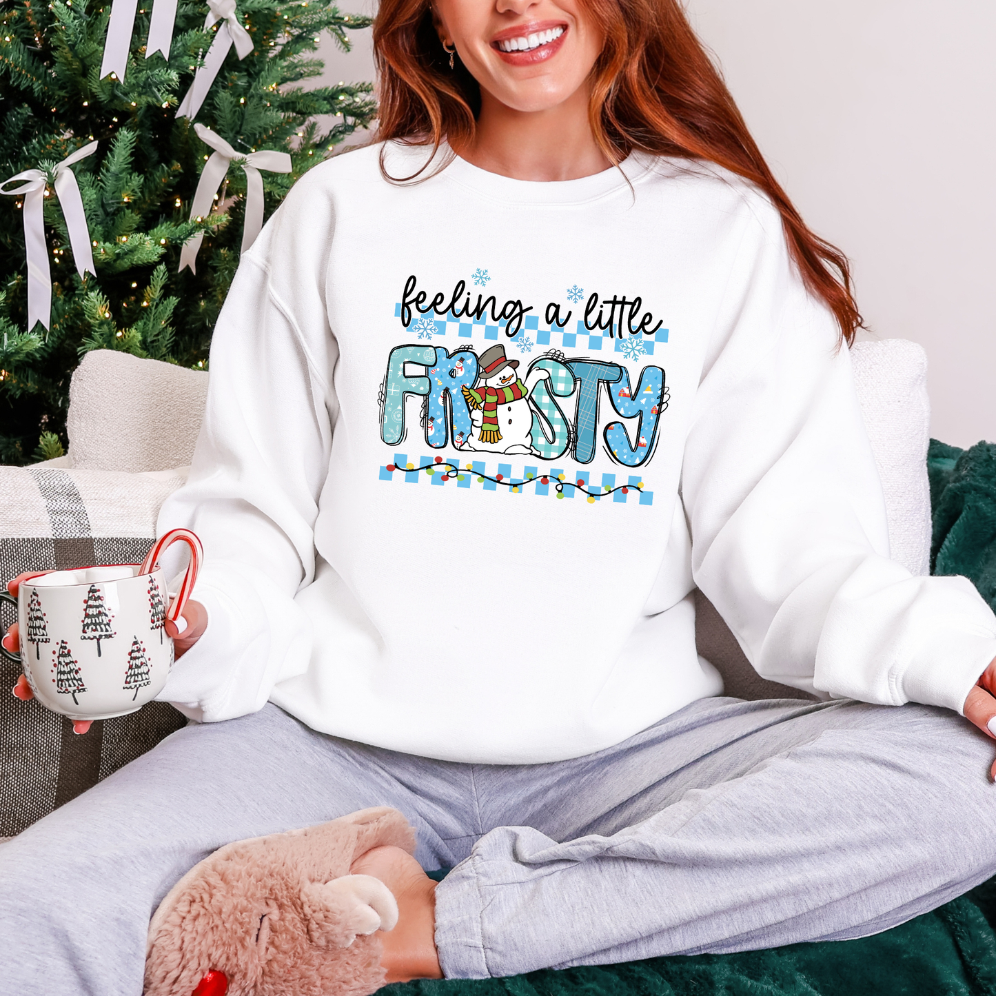 Wholesale Feeling a Little Frosty Blue Sweatshirt - White Sweatshirt