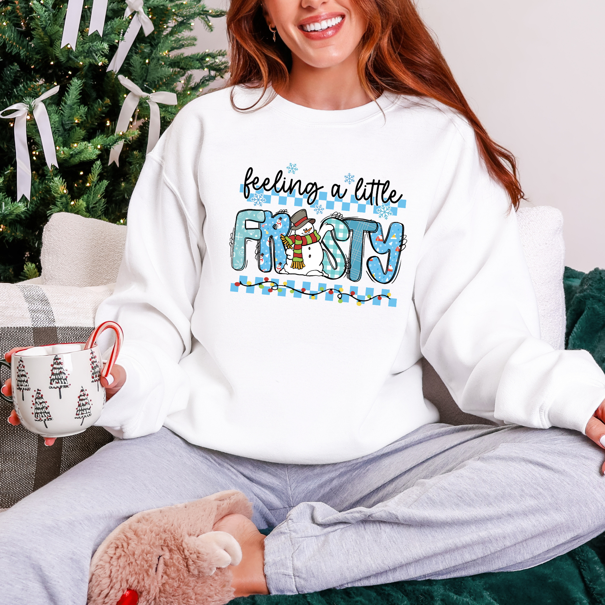 Wholesale Feeling a Little Frosty Blue Sweatshirt - White Sweatshirt