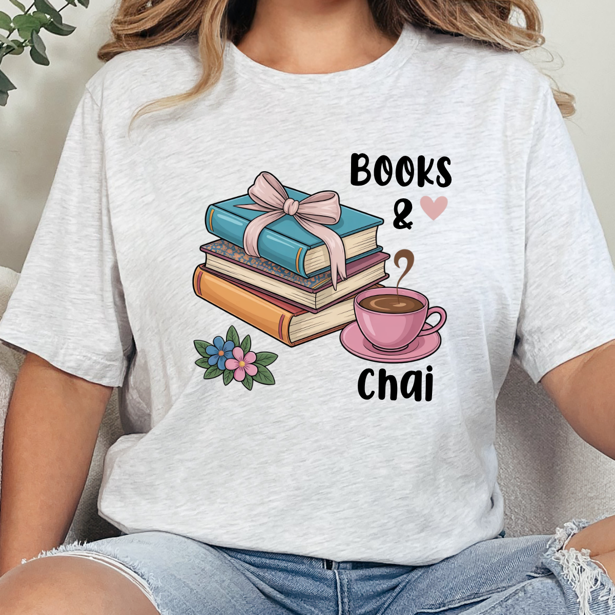 Wholesale Books & Chai Graphic Tee - Ash Tee