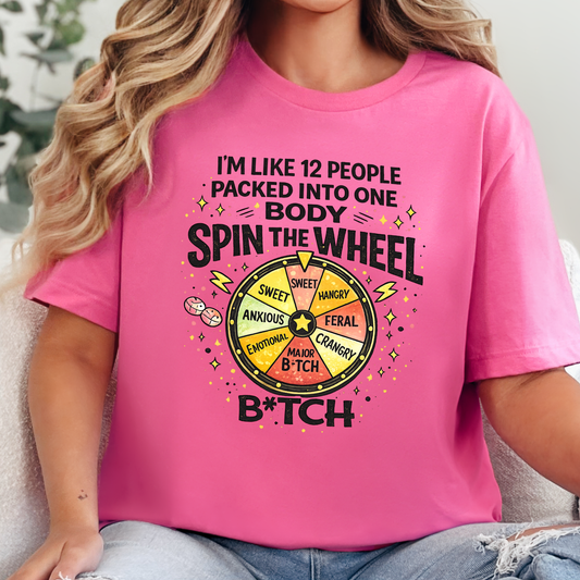Wholesale Spin the Wheel Graphic Tee - Charity Pink Tee