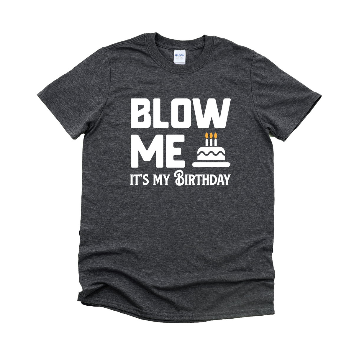 Wholesale Blow me birthday Graphic Tee - Heather Charcoal Tee