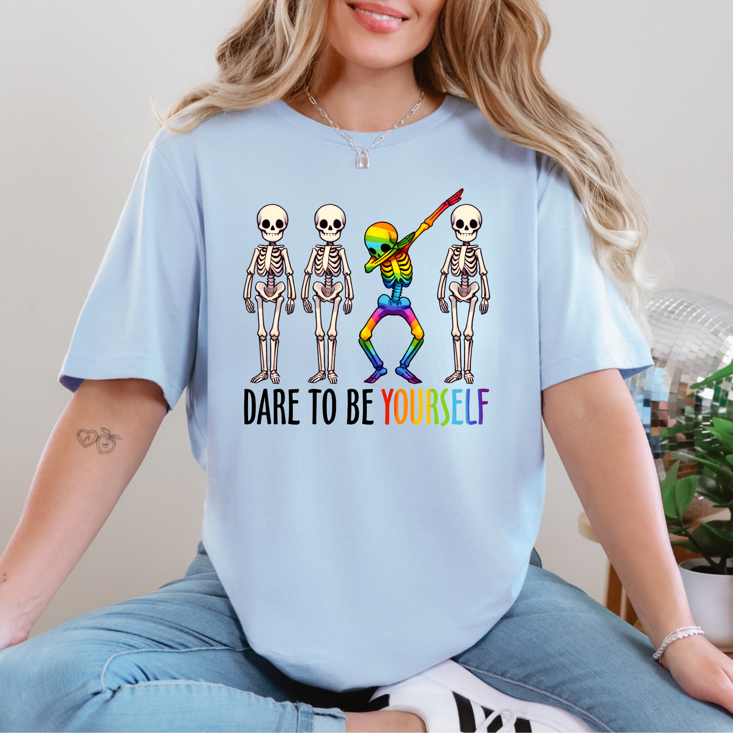 Wholesale Dare to be Yourself Graphic Tee - White Tee