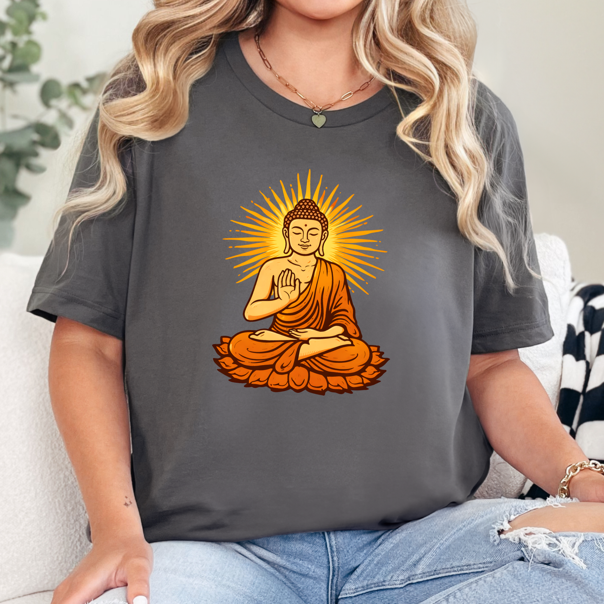Wholesale Lotus Buddha Graphic Tee - Asphalt Tee