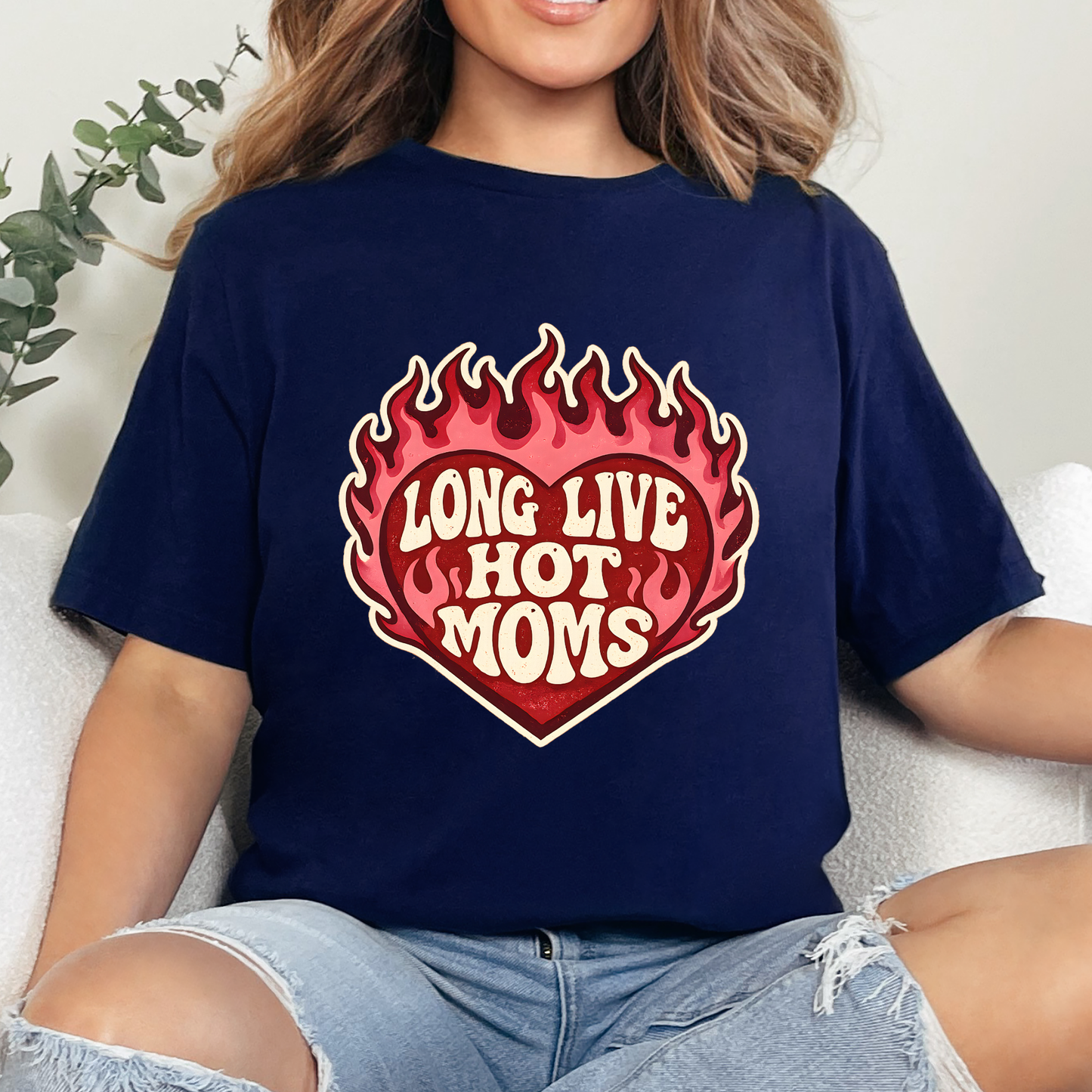 Wholesale Long Live Hot Moms Graphic Tee - Navy Tee