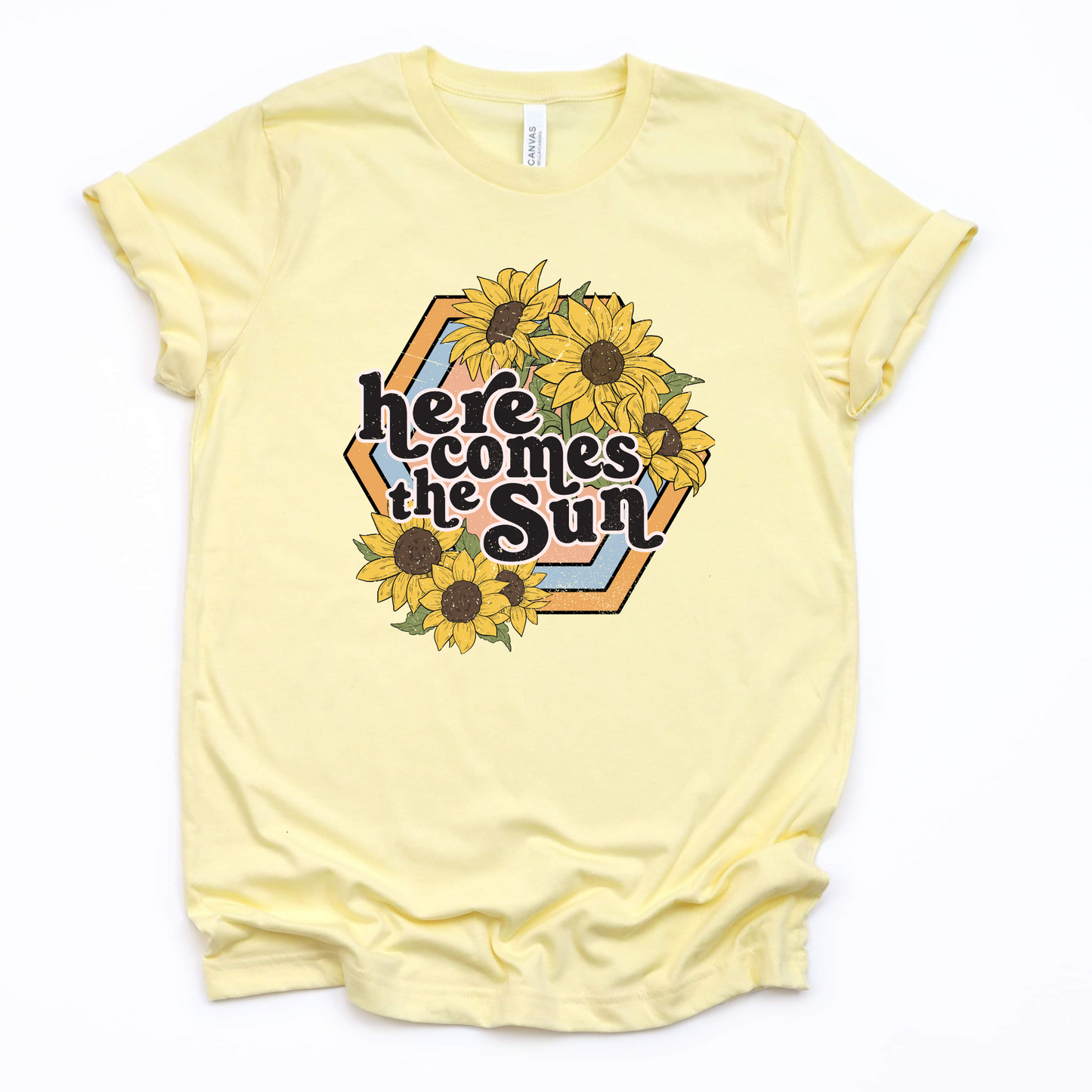 Wholesale Here comes the sunflower Graphic Tee - French Vanilla Tee